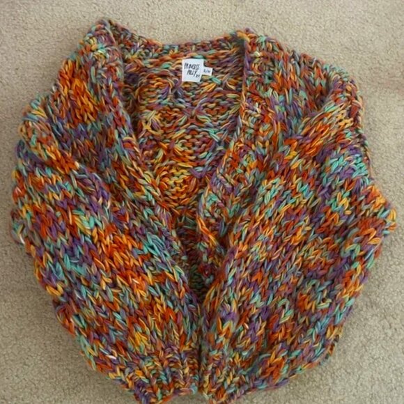 Princess Polly multicolored cardigan chunky sweater cropped knit soft open front - Picture 2 of 3